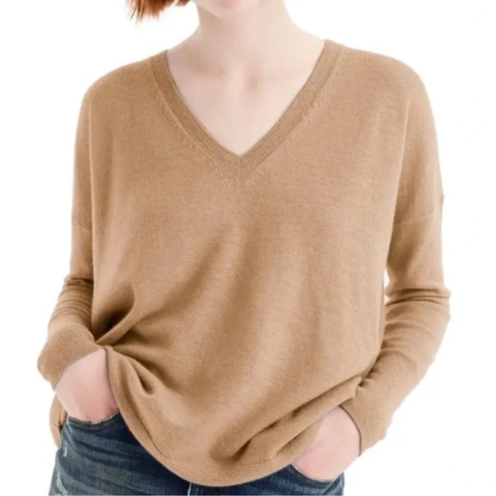 J.Crew V-neck Boyfriend Cashmere Sweater oversized small
